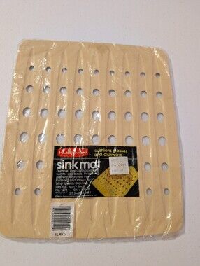 Vintage 1983 Rubbermaid Sink Mat Almond Beige 12.75"x10.75" Made in USA NOS